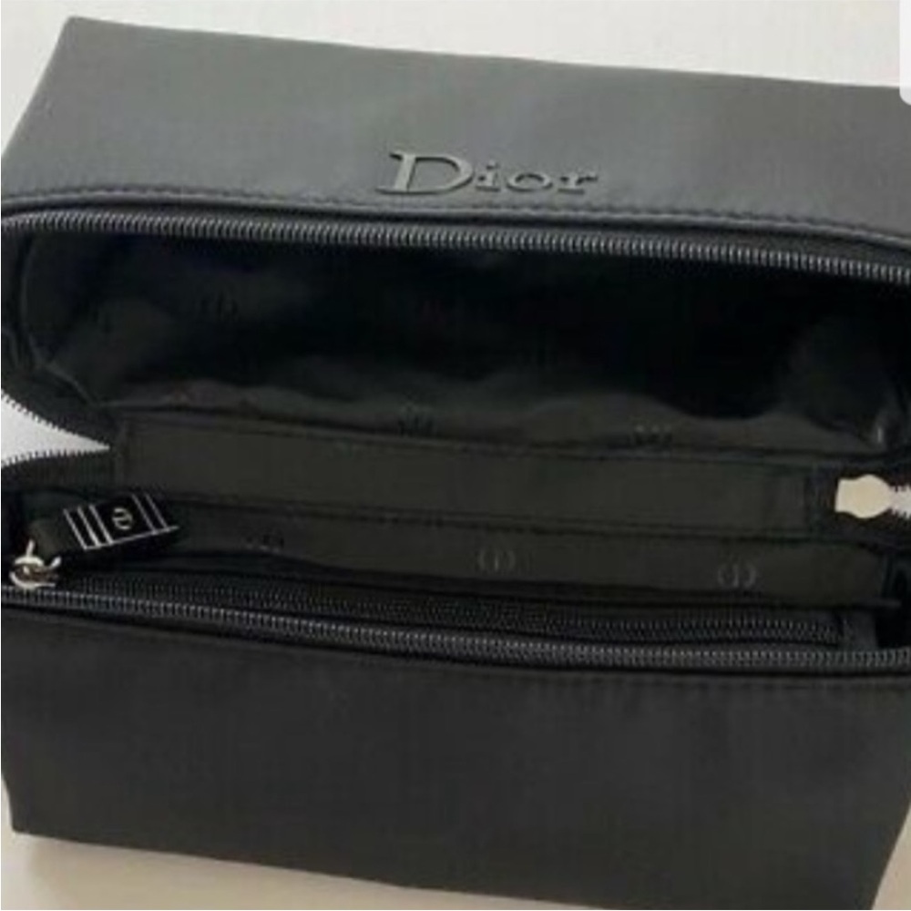 DIOR Men's Women's Unisex Black Toiletry Travel Makeup Bag Pouch Organizer - Picture 2 of 11